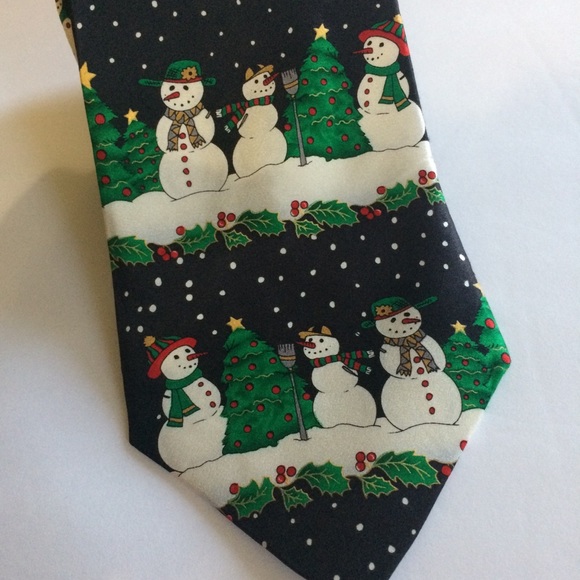 Holidays Snowmen necktie Christmas 100% silk - Picture 3 of 6